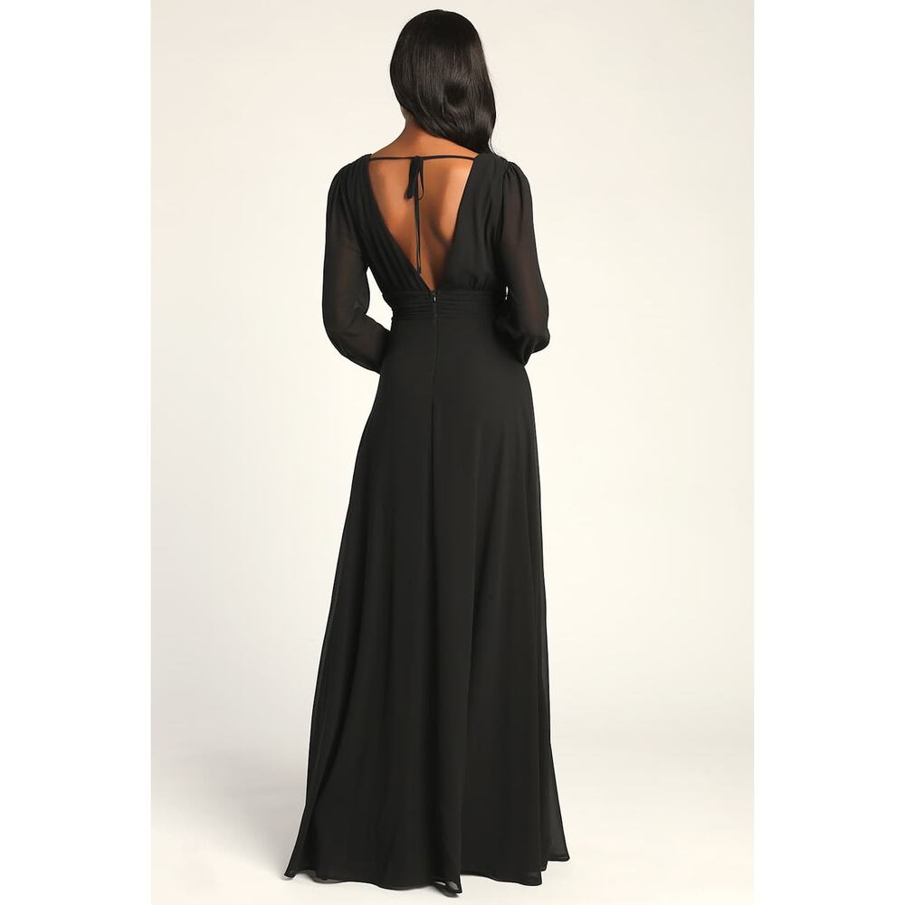 NWT Lulus Love You So Black Long Sleeve Maxi Dress Sz S - Picture 7 of 7